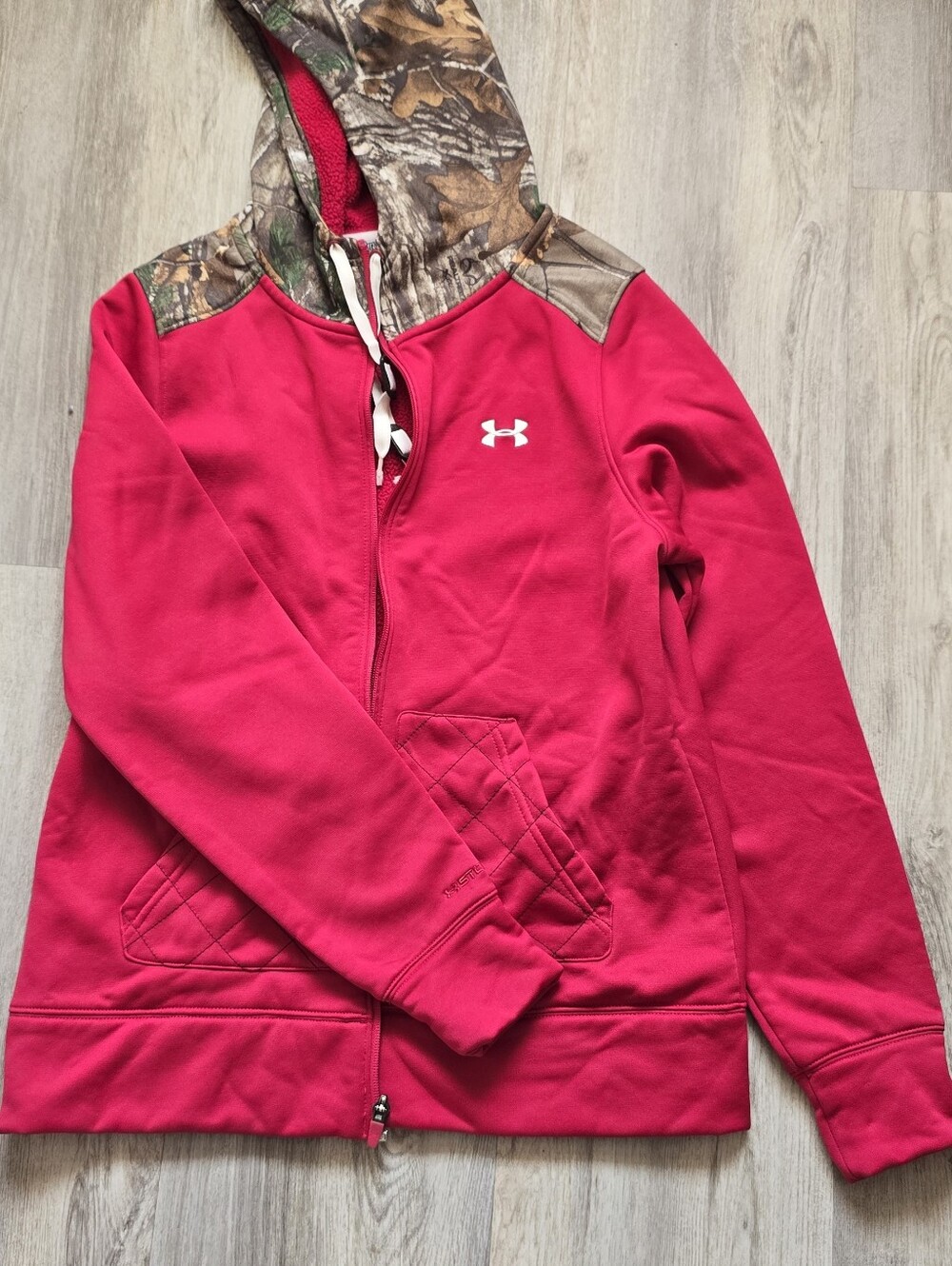 Under Armour Women's Red Full-Zip Hoodie with Camo Hood